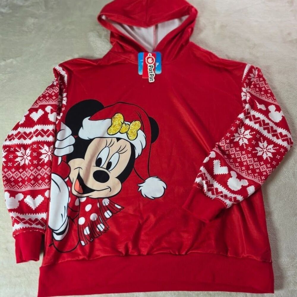 PatPat Minnie Mouse Red Hooded Sweatshirt Size Small Gift White Elephant Present